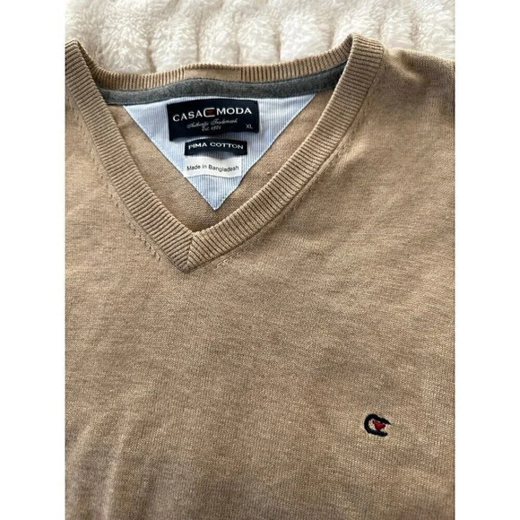 Casa Moda Pull Over V-Neck Sweater 100% Pima Cotton Mens XL - Picture 3 of 3